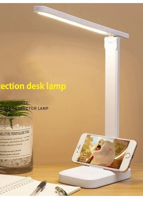 Настольная светодиодная лампа с подставкой для телефона 2212 (LED, встроенный аккумулятор 500mAh, USB, 5Вт) - Белый China (257391924)
