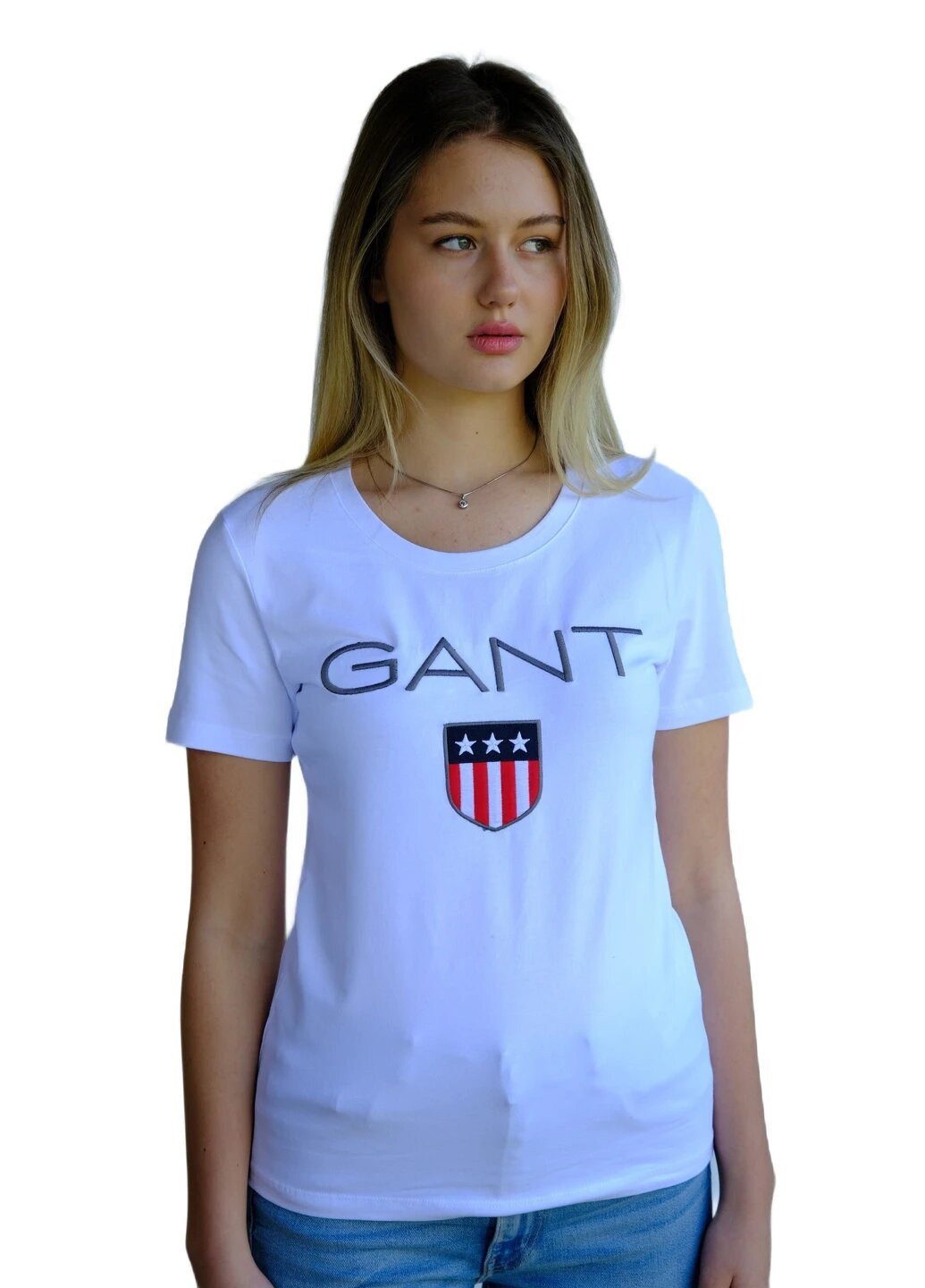 Белая летняя футболка женская с коротким рукавом Gant