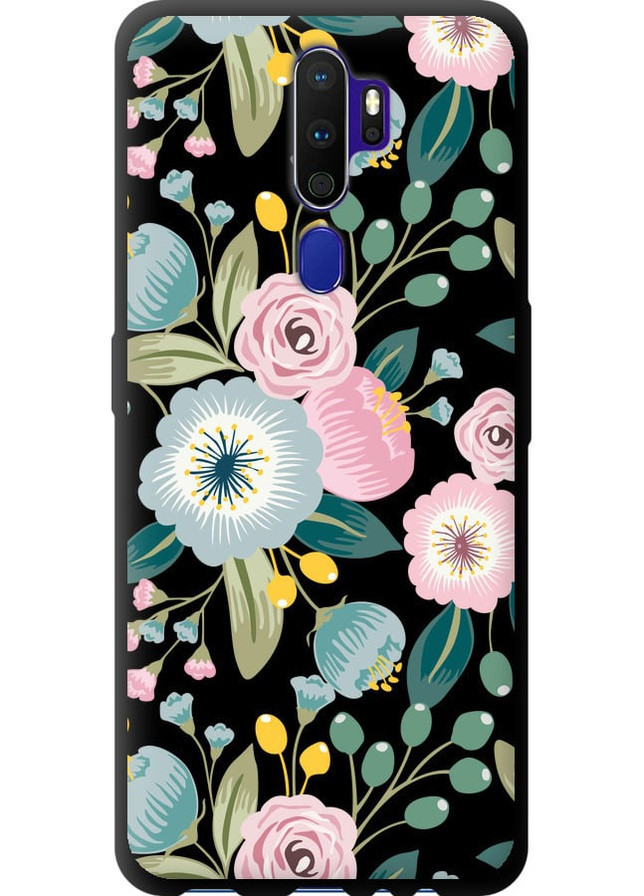 TPU чорний чохол 'Квіткові шпалери v2' для Endorphone Oppo A9 2020 (258084898)