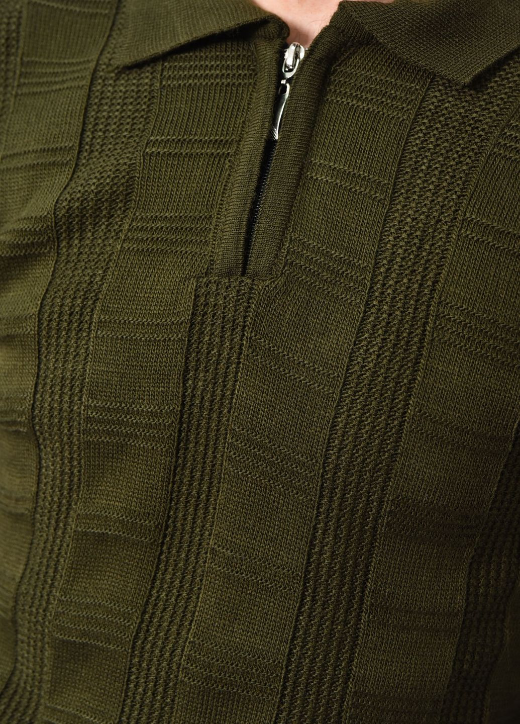 Оливковий (хакі) демісезонний светр чоловічий кольору хакі акриловий пуловер Let's Shop