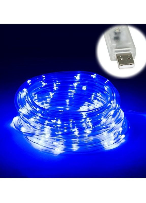 Гирлянда светодиодная нить "Капли росы" дюралайт на 100 светодиодов 9 м с USB подключением Синий Led (265399772)