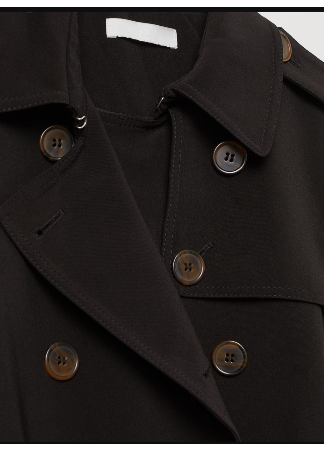 Чорна демісезонна жіночий двобортний тренч н&м (55668) 34 чорний H&M