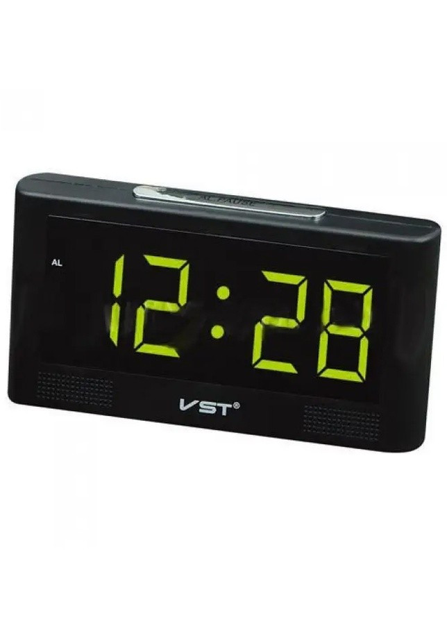 Електронні настінні годинники настільні VST 732Y Чорні з Зеленим підсвічуванням No Brand (256625490)