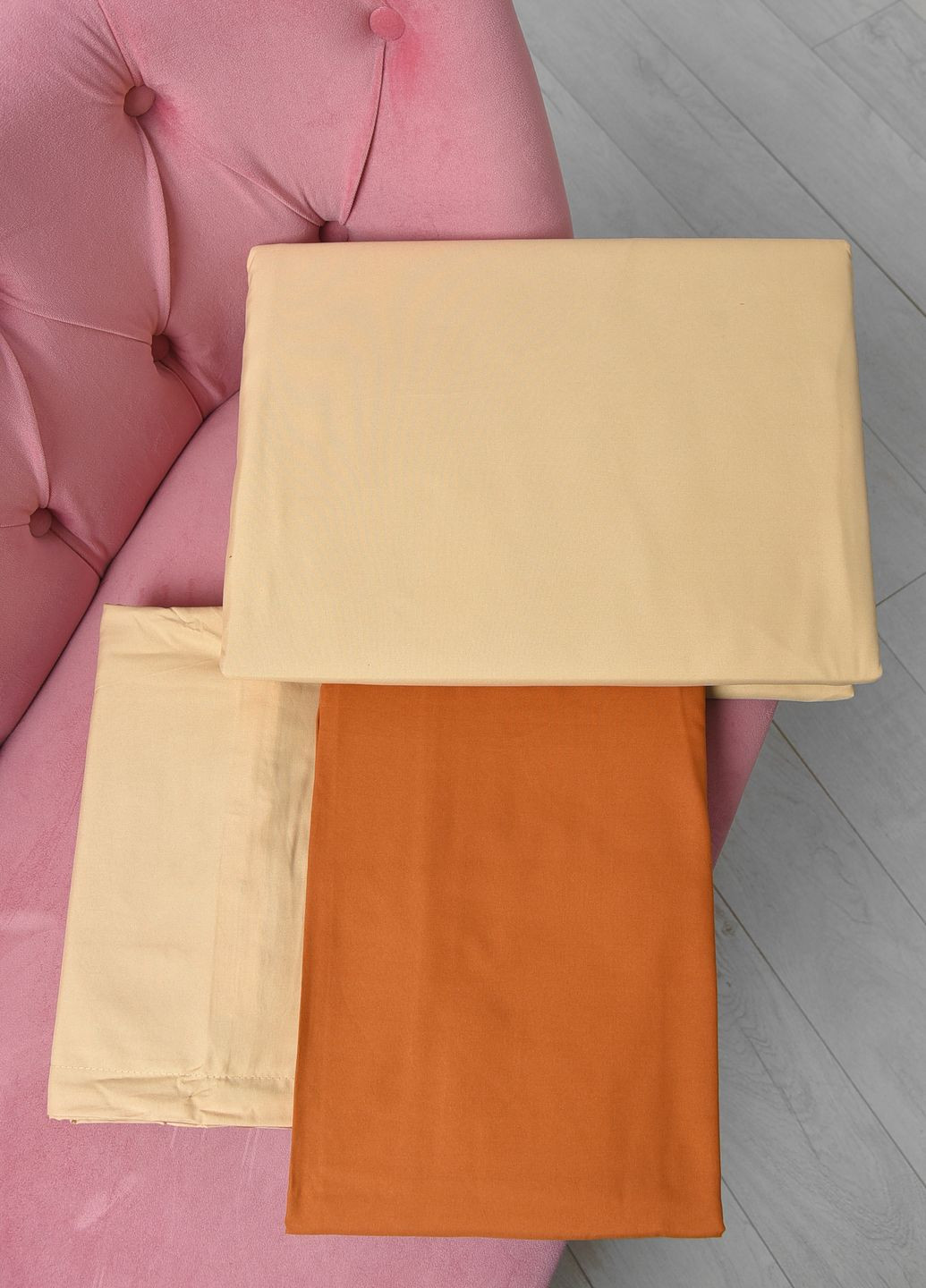 Комплект постельного белья бежево-горчичного цвета полуторка Let's Shop (267735703)