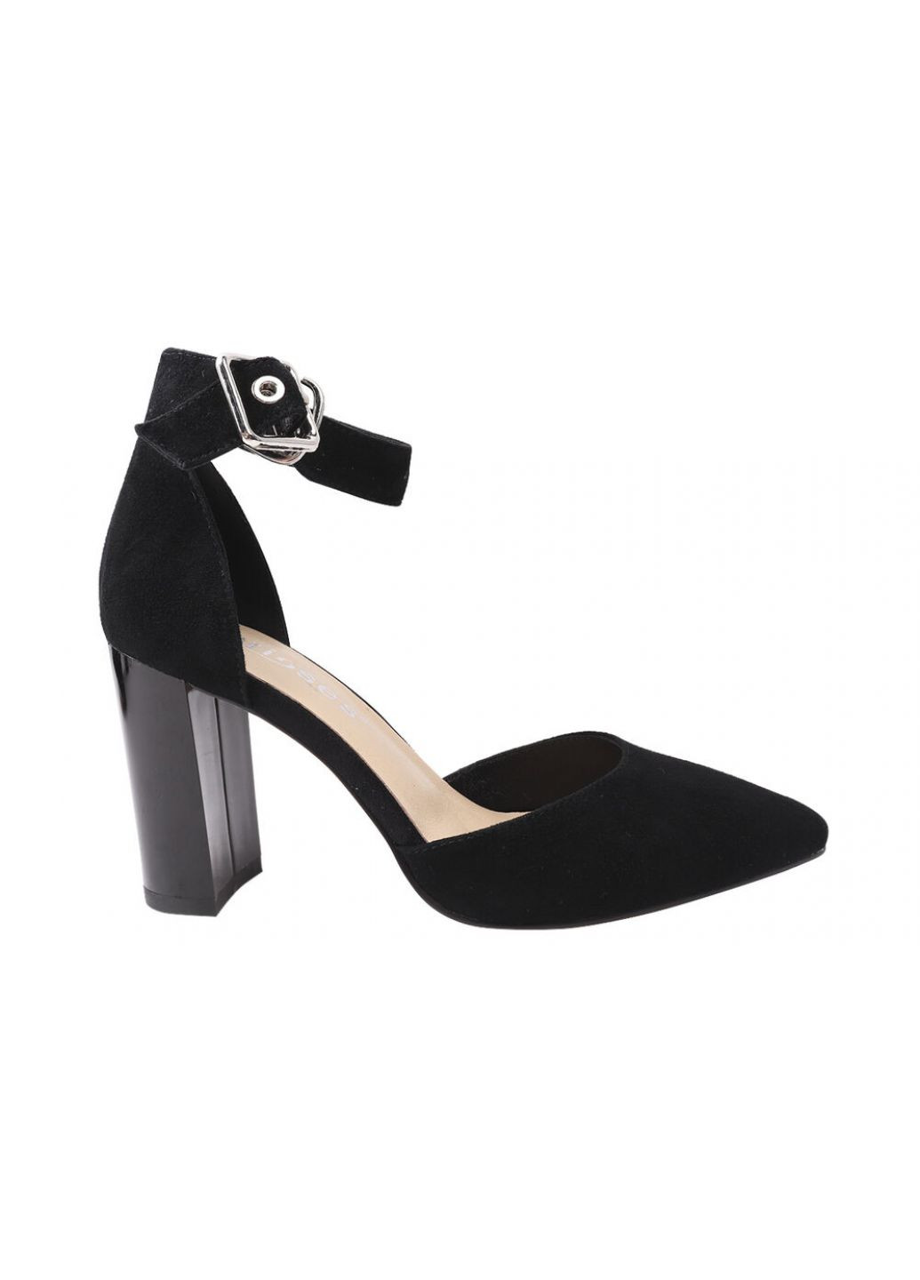 Туфлі жіночі з натуральної замші, на великому каблуці, із закритою п'ятою, колір чорний, Erisses 917-21/22lt (257675510)