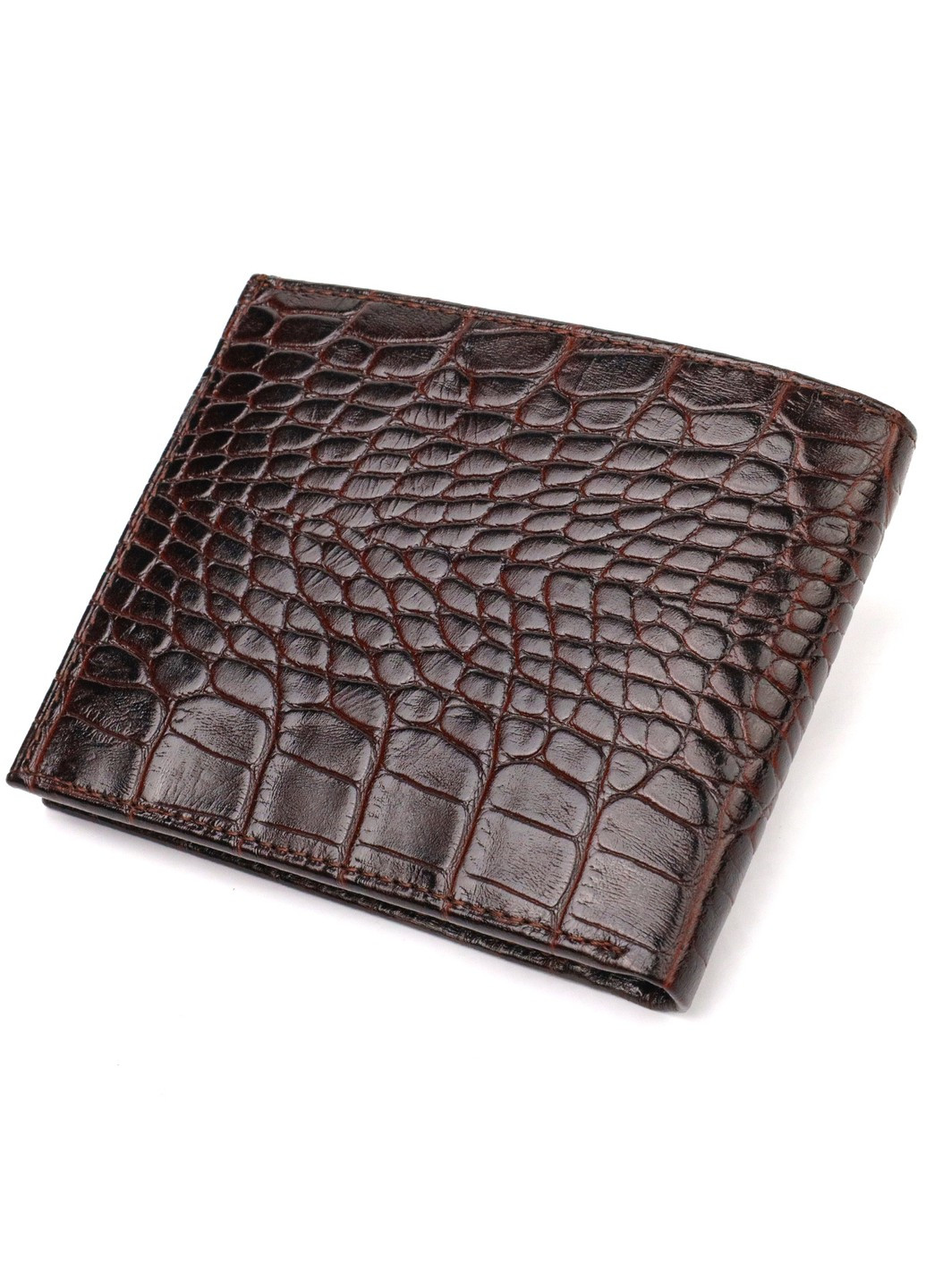 Стильное мужское портмоне из натуральной фактурной кожи с тиснением под крокодила 21777 Коричневое Canpellini (259874004)