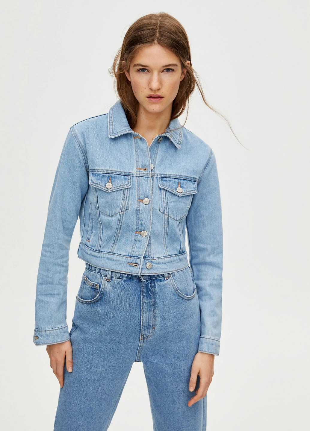 Голубая джинсова куртка,блакитний, Pull & Bear