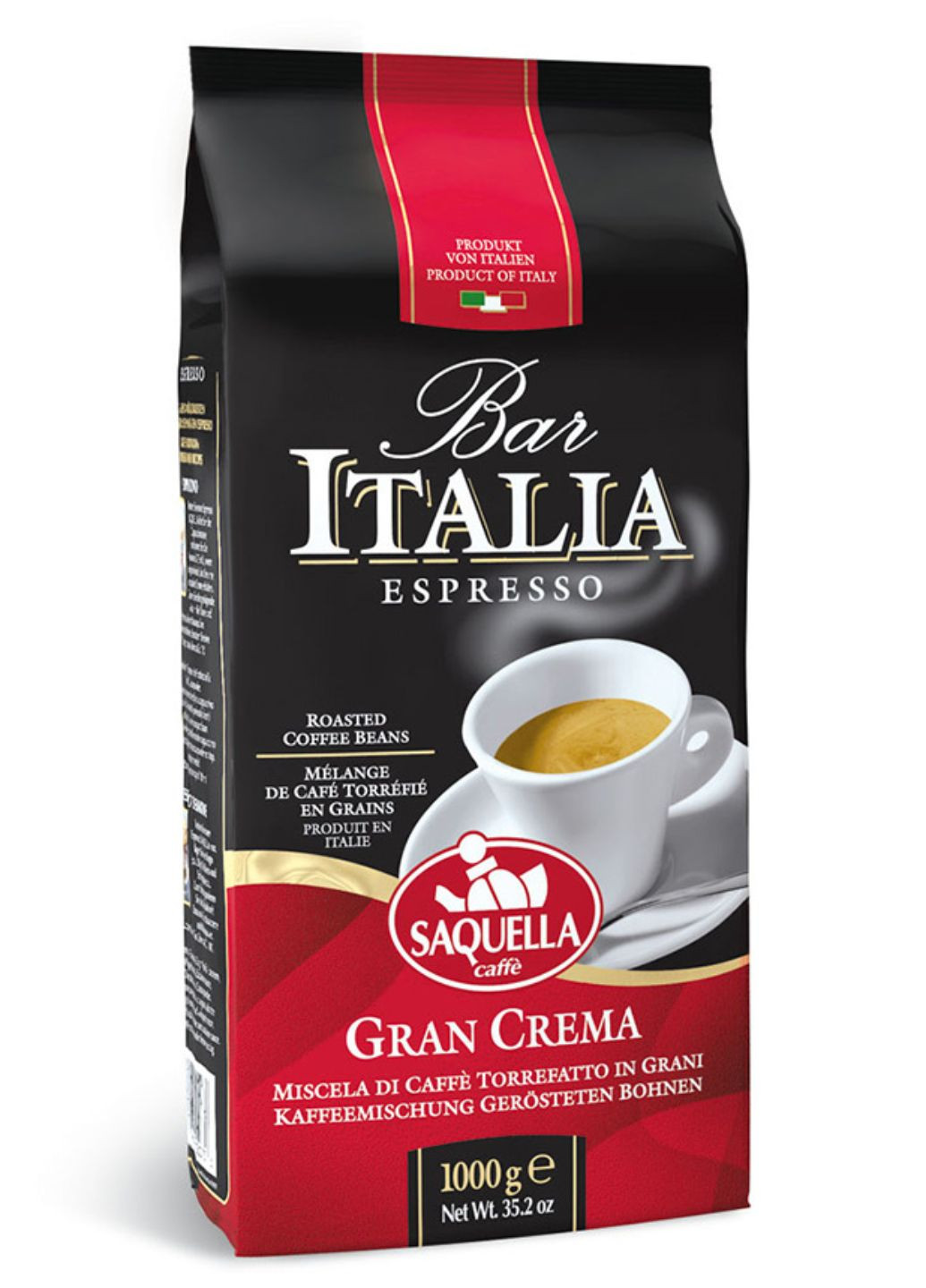 Кава в зернах Bar Italia Gran Crema 1 кг SAQUELLA - (258673337)