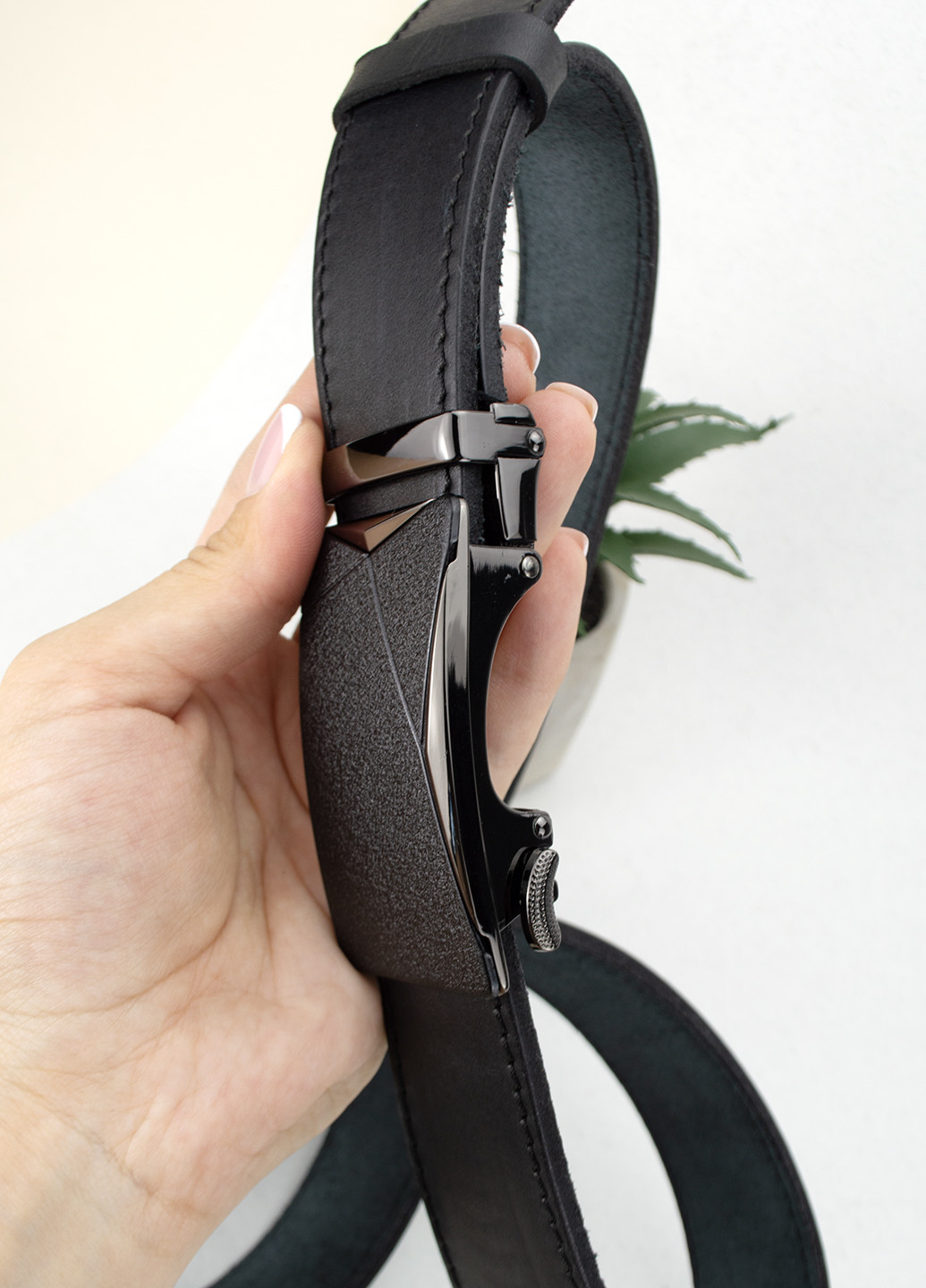 Ремень кожаный мужской SF-3410 (140 см) черный на автомате SFIP (261564769)