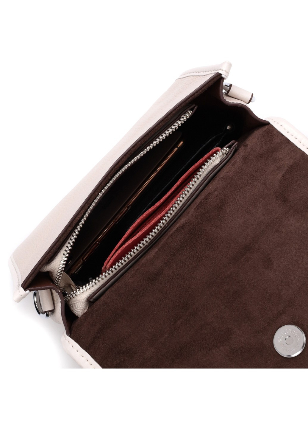 Жіноча шкіряна сумка із напівкруглим клапаном 22258 Біла Vintage (276461779)