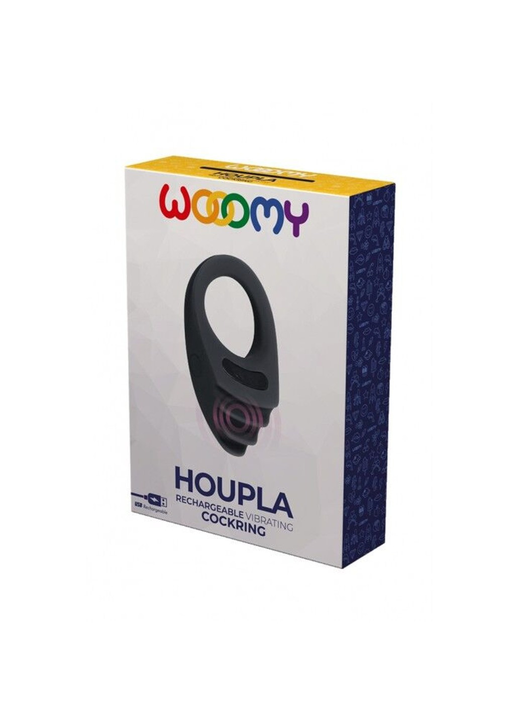 Эрекционное виброкольцо Houpla, 10 режимов вибрации, диаметр 3 см Wooomy (269007216)