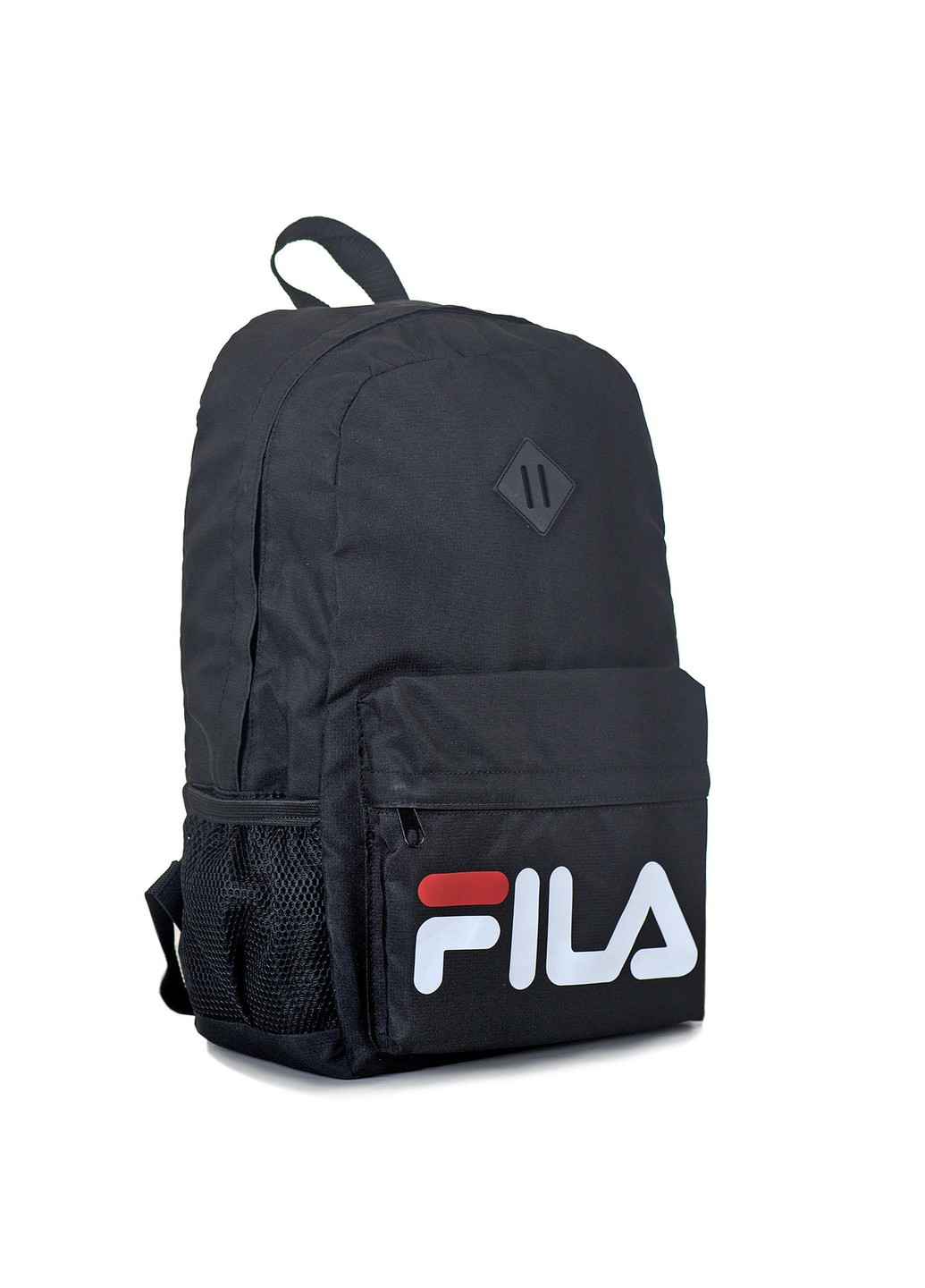 Городской стильный мужской рюкзак черного цвета с бело красной надписью бренда вместительный прочный из ткани No Brand (258591386)