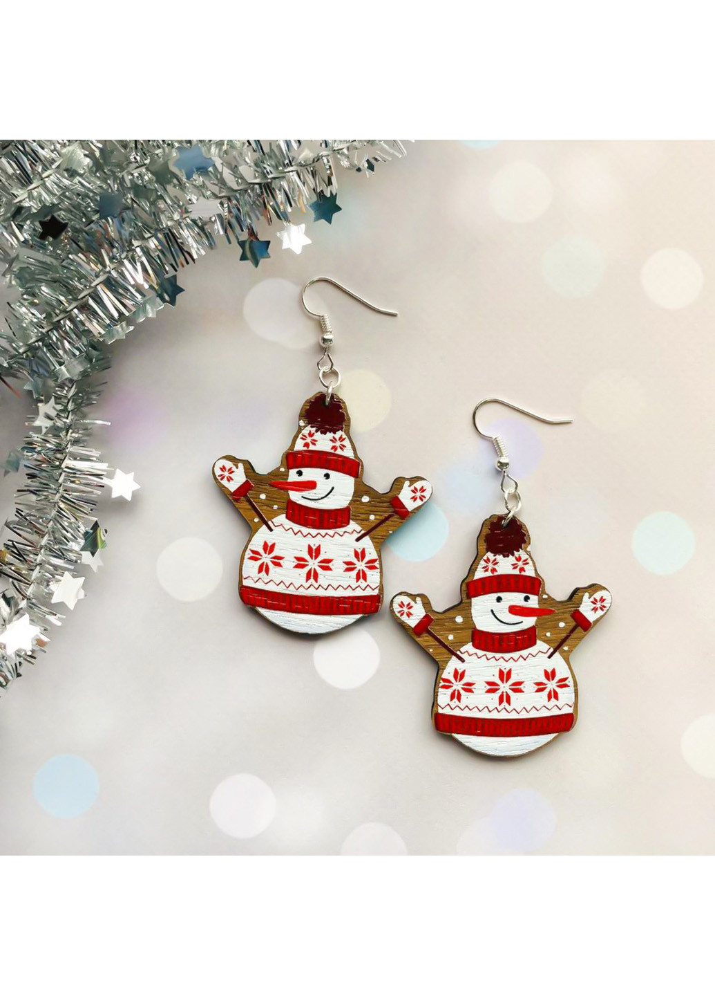 Сережки новорічні Сніговики (основа американський горіх) Creative (271700544)