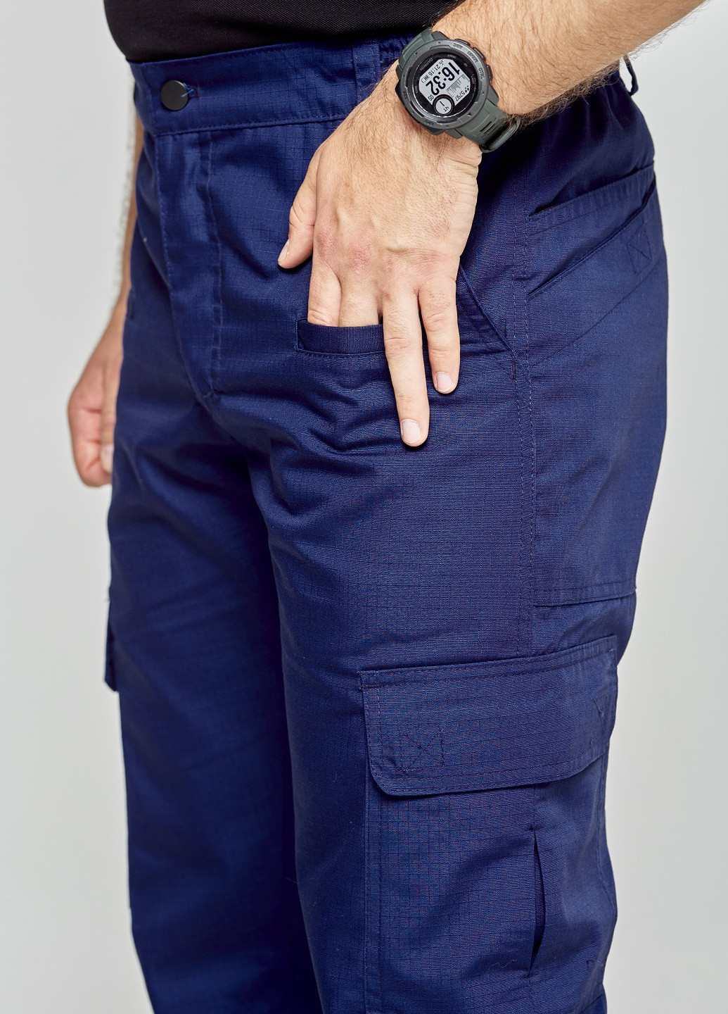 Синие кэжуал демисезонные прямые, карго брюки UKM