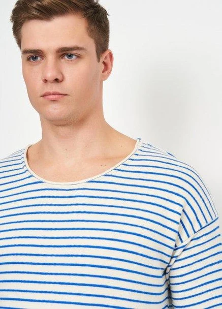 Молочный джемпер демісезон,молочний в синю смужку, Scotch & Soda