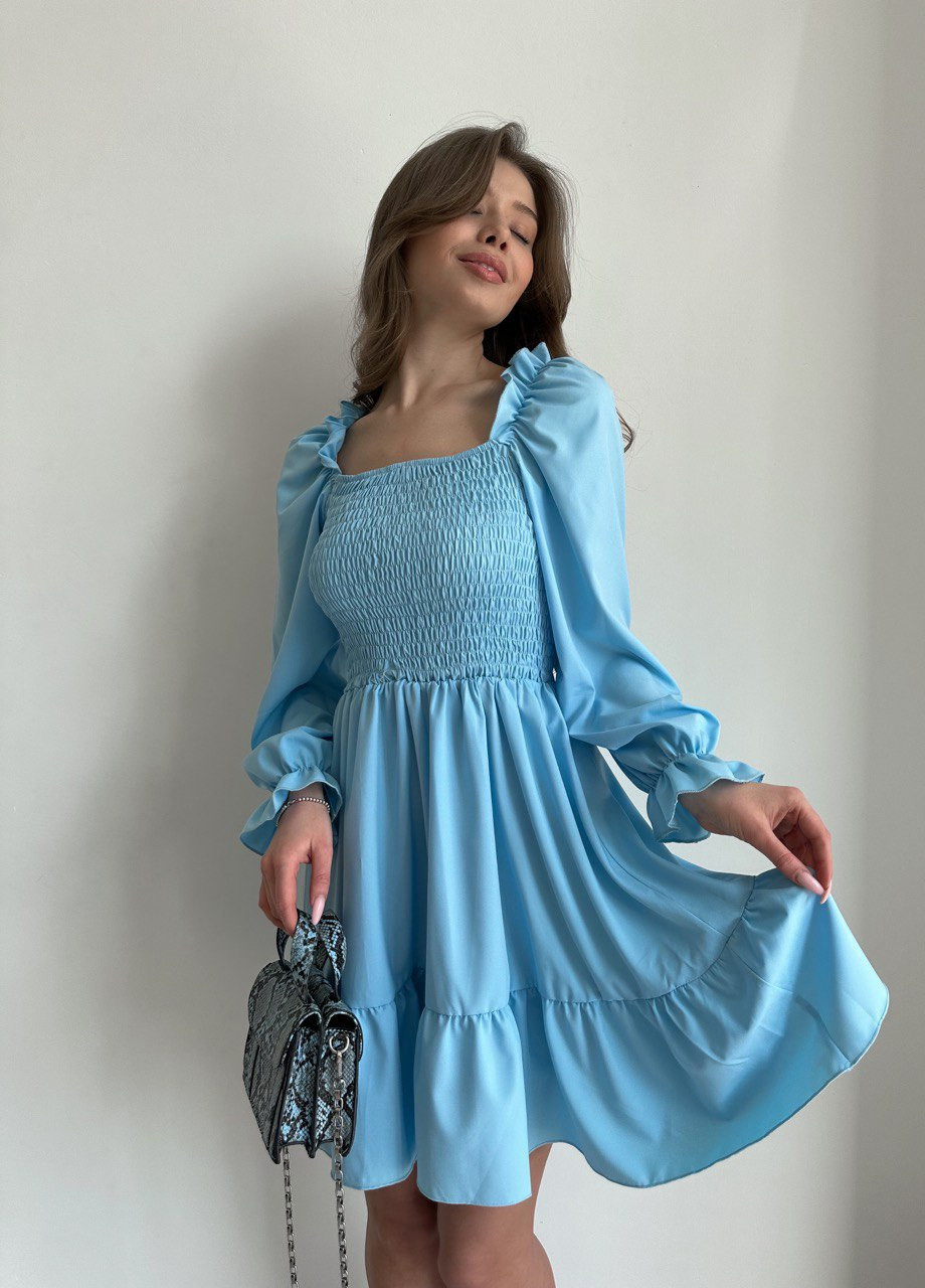 Голубое женское платье софт No Brand