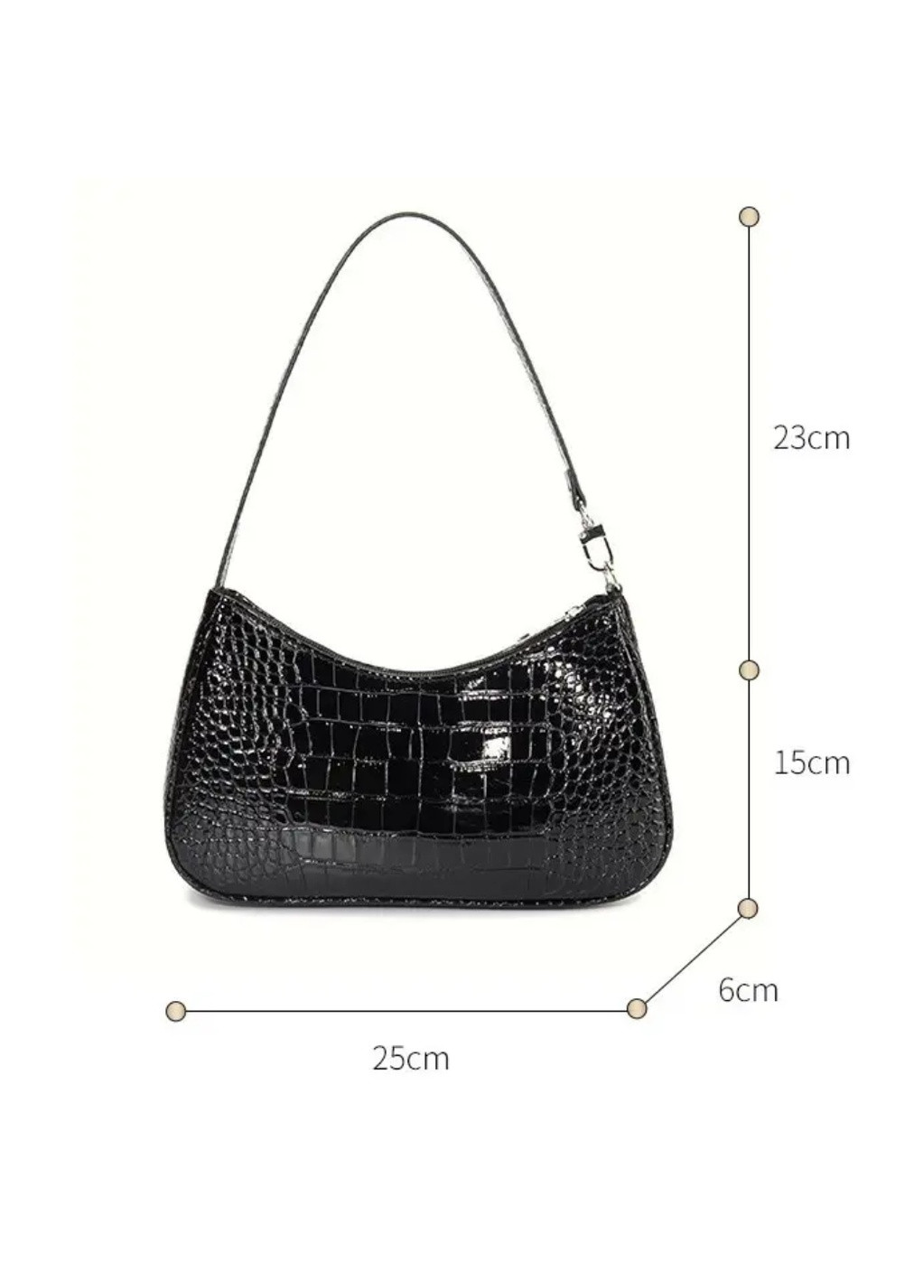 Женская сумочка багет рептилия 049 черная No Brand (256989670)