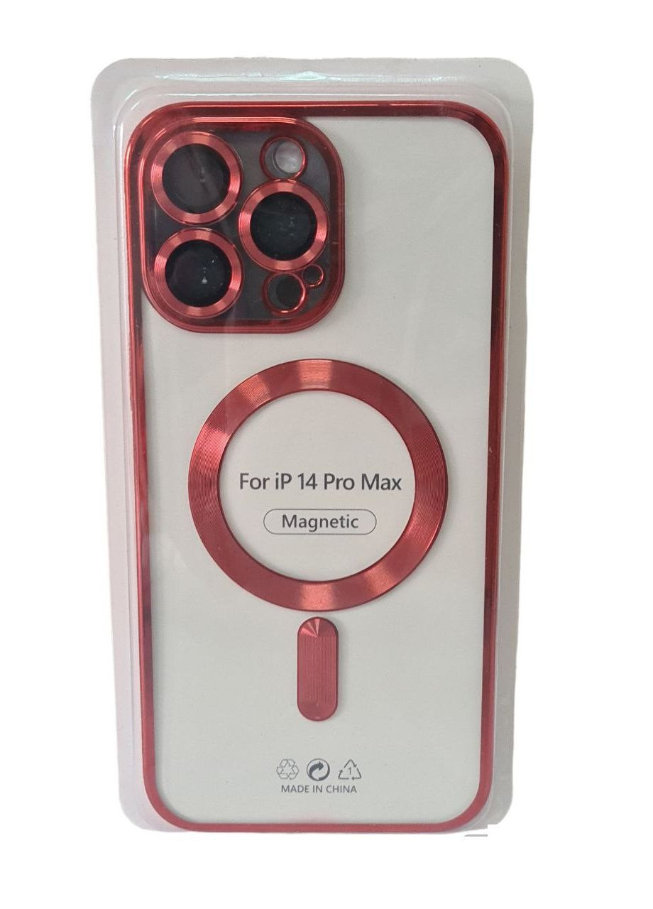 Хромовый чехол TPU Chrome Magnetic с защитой камеры для Apple iPhone 14 Pro Max (6.7") с MagSafe Бордовый No Brand (278643219)