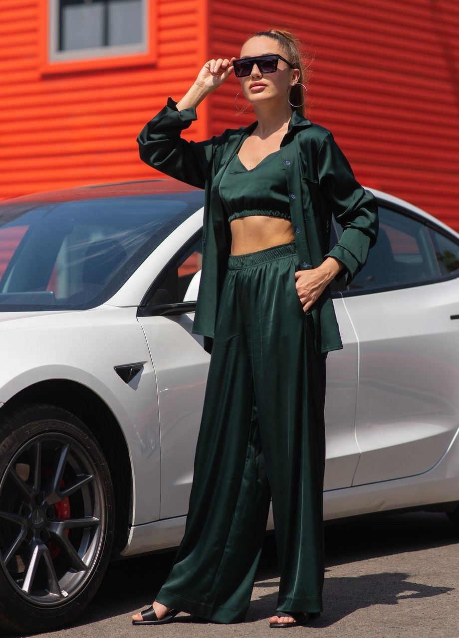 Женский костюм из шелка Армани рубашка и штаны Изумрудный Maybel (260415159)