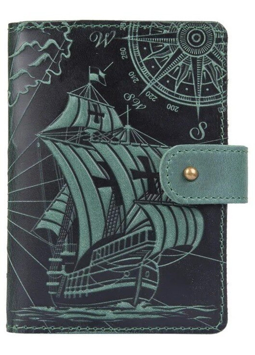 Обкладинка для паспорта зі шкіри «Discoveries» PB-03S / 1 Shabby Alga Темно-зелений Hi Art (268371694)