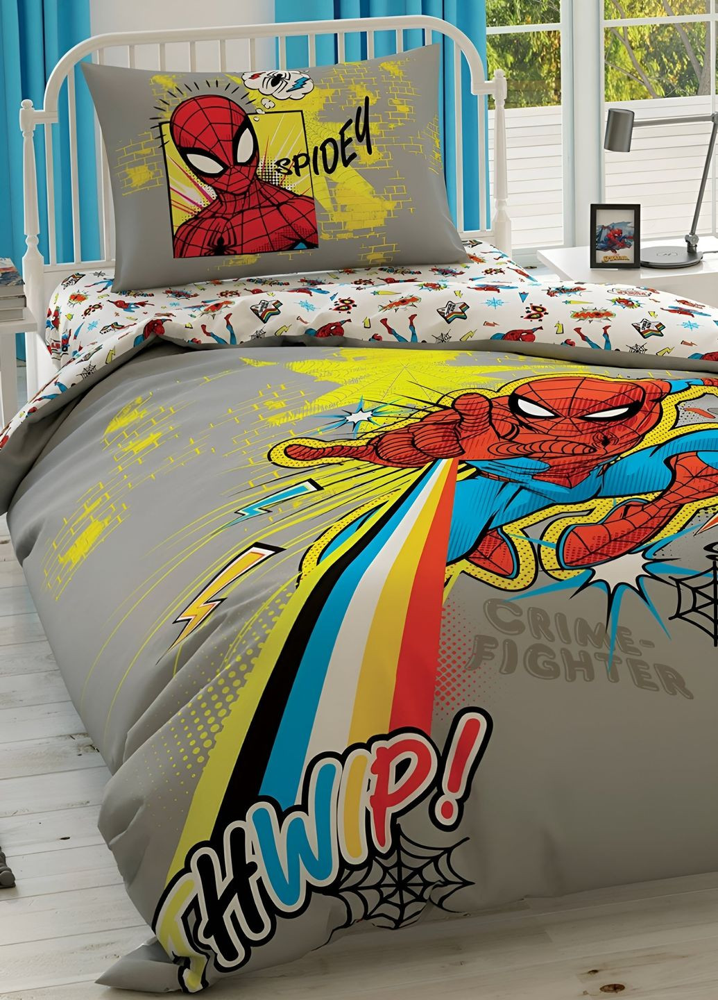 Комплект постельного белья ранфорс, простынь на резинке, для ребенка, подростка Tac spiderman power (271985304)
