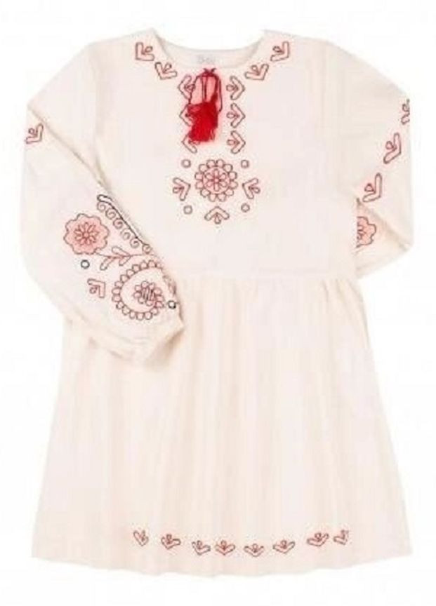 Бежева сукня вишиванка дитяча пл379 Бембі віскоза, льон (260947263)