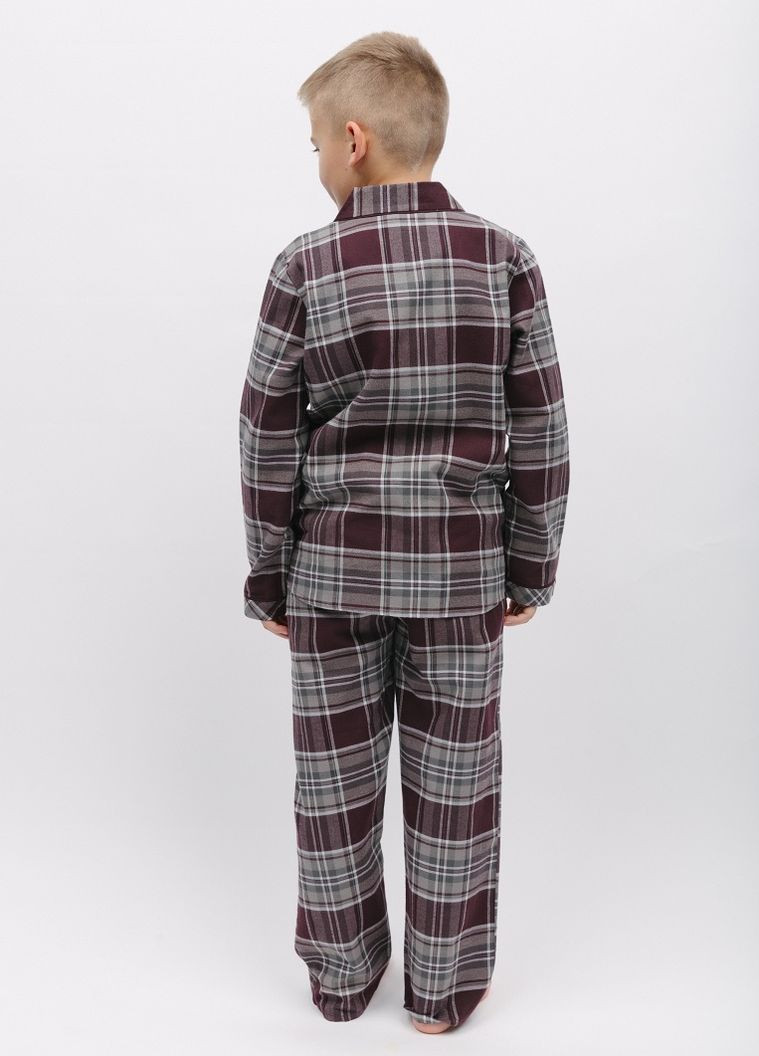 Бордовая зимняя пижама для мальчика 6905 рубашка + брюки Cyberjammies Spencer