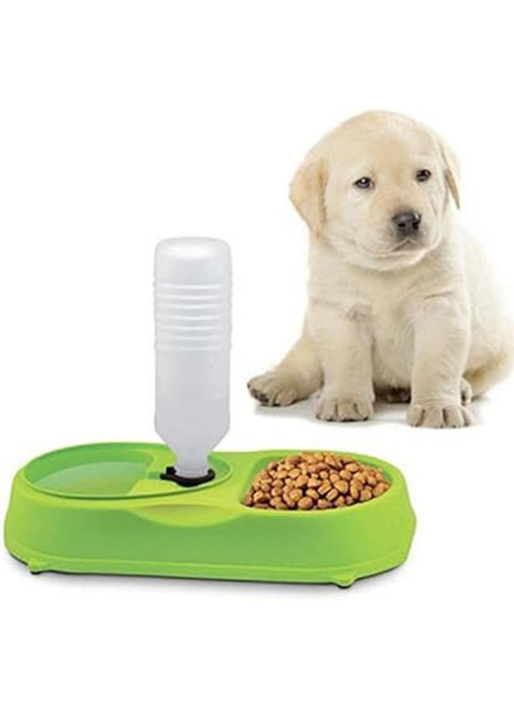Двойная миска с поилкой Pet Feeder для домашних животных пластиковая 35 см х 17 см х 5.5 см Зеленый (113U) Good Idea (271679546)