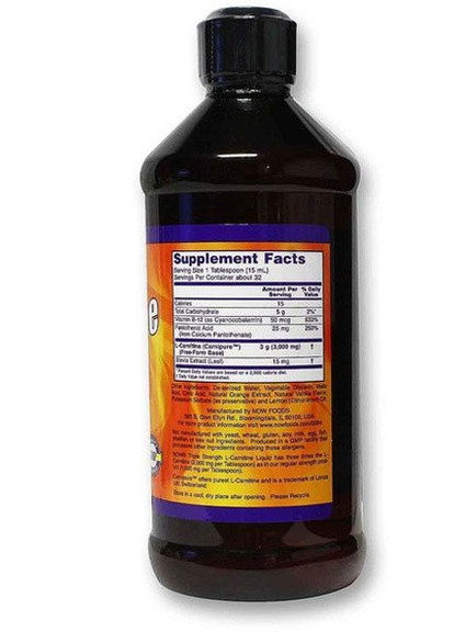L-Carnitine Liquid 3000 mg 473 ml /31 servings/ Citrus Now Foods (256719201)