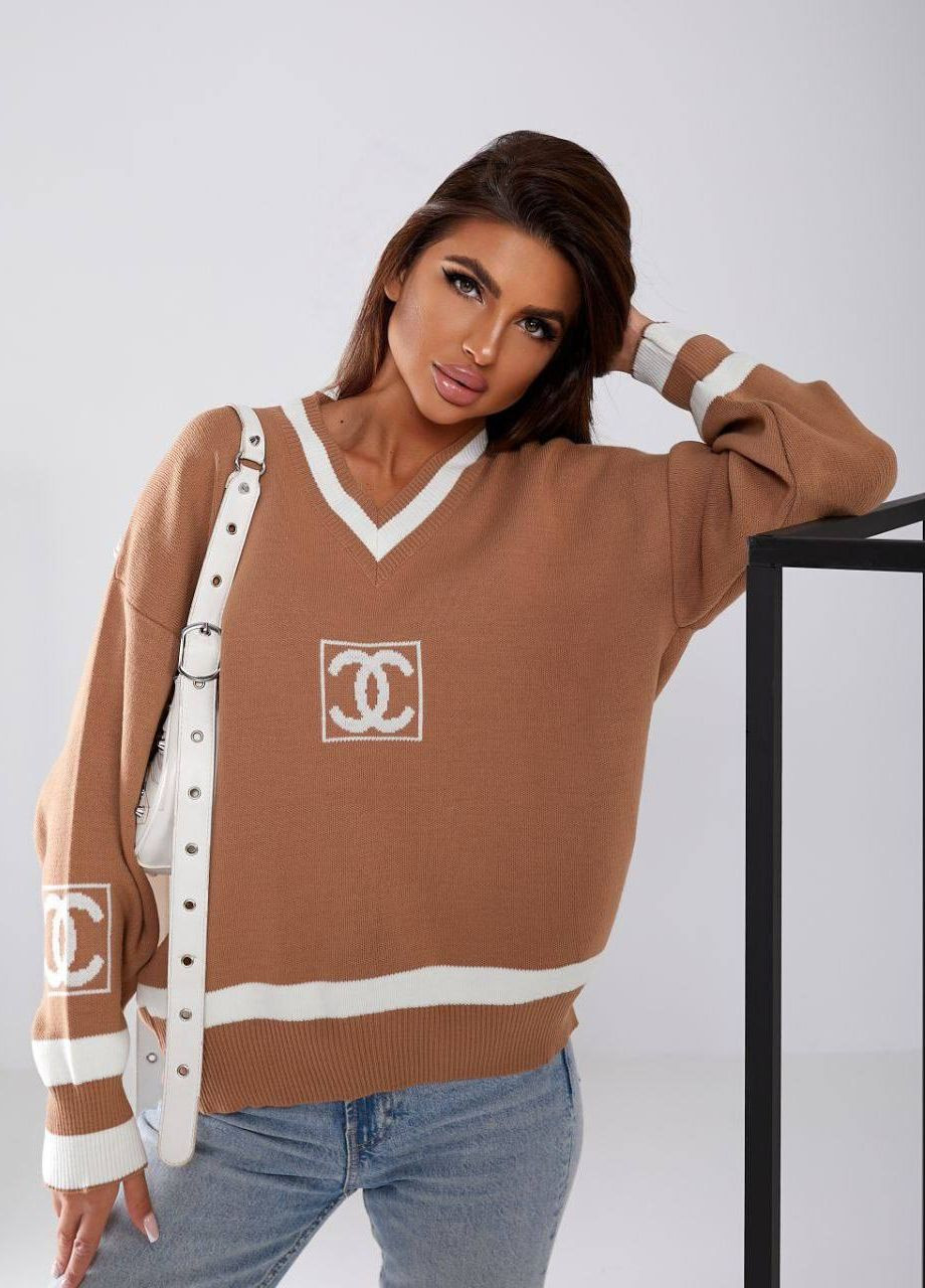 Бежевый демисезонный свитер пуловер No Brand