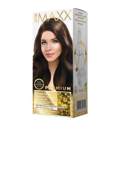 Фарба для волосся 6.0 Темно-русий, 50 мл+50 мл+10 мл Maxx Deluxe (278648392)