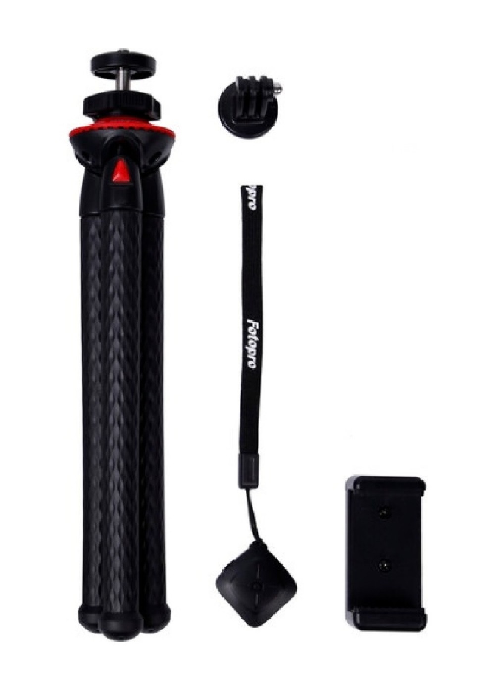 Трипод подставка держатель гибкий с пультом для экшн камеры телефона фотоаппарата 28 см (474069-Prob) Черный с красным Unbranded (257267671)