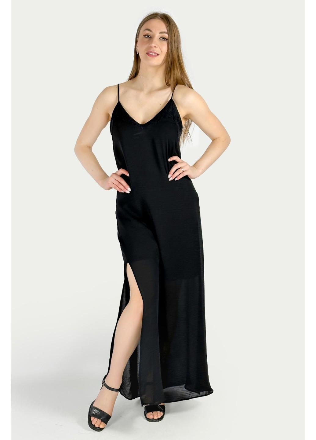 Чорна вечірня сукня 7700/394/800 сукня-комбінація Zara однотонна