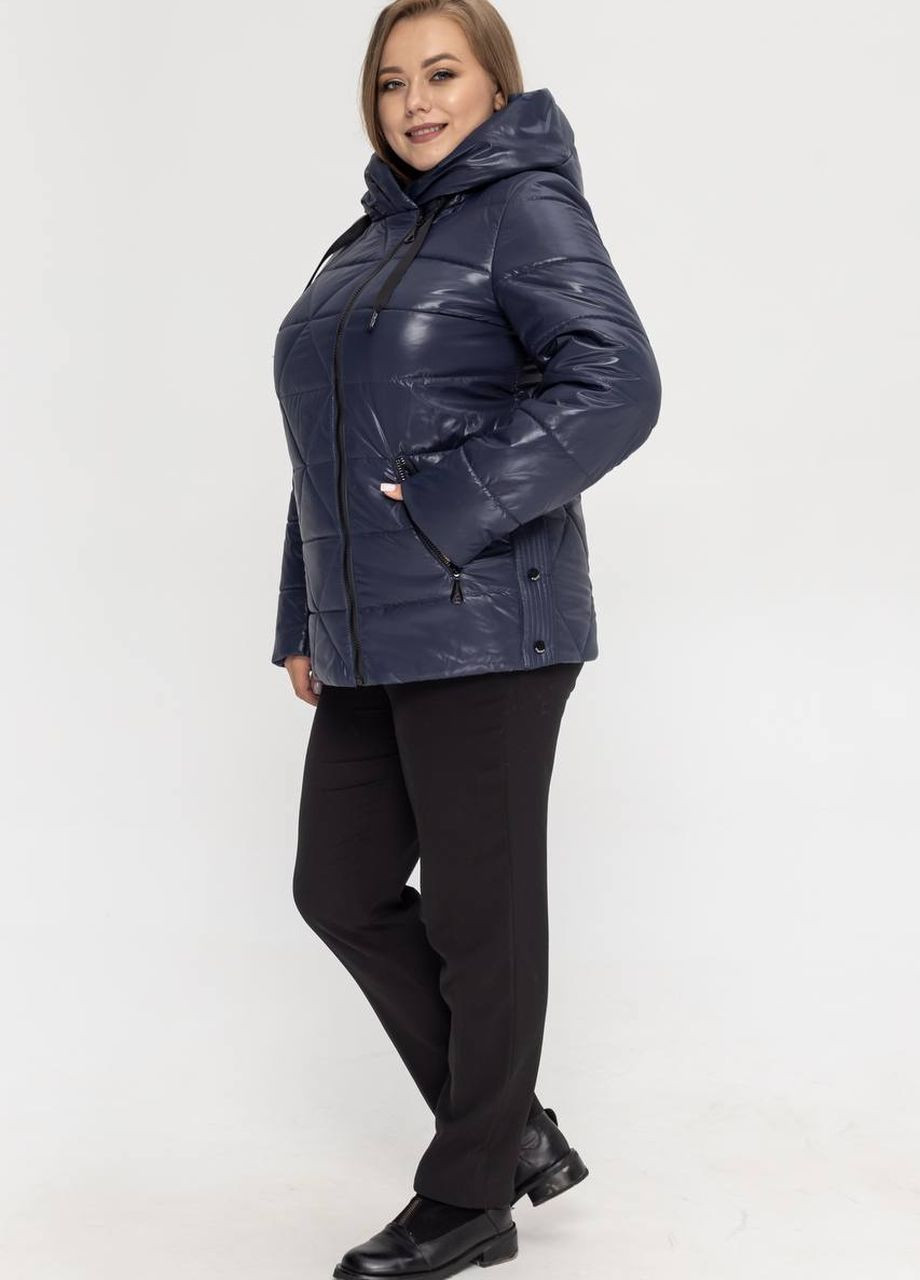 Темно-синяя демисезонная женская демисезонная куртка большого размера SK