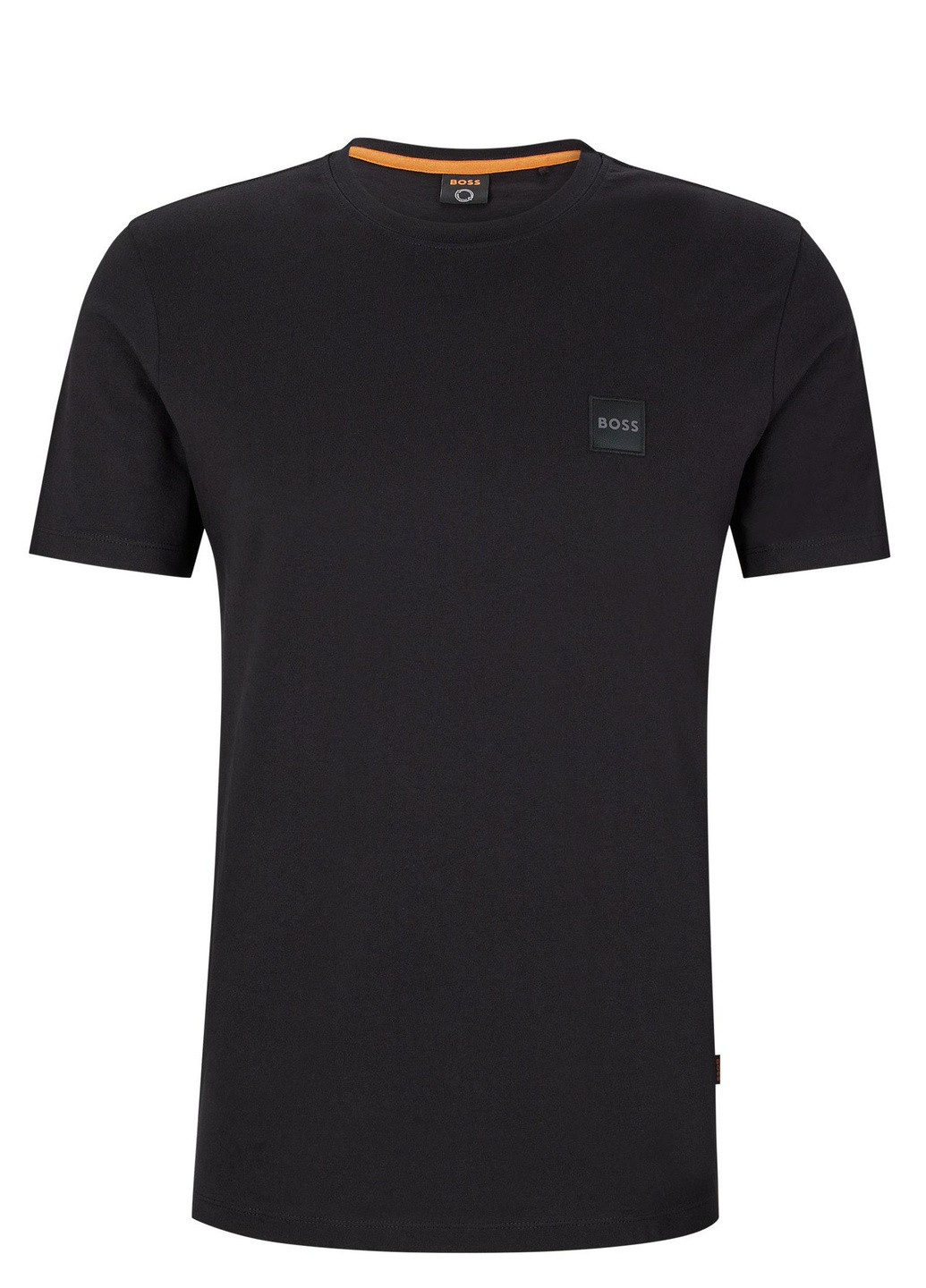 Чорна футболка чоловіча Hugo Boss RELAXED-FIT T-SHIRT IN COTTON JERSEY WITH LOGO PATCH