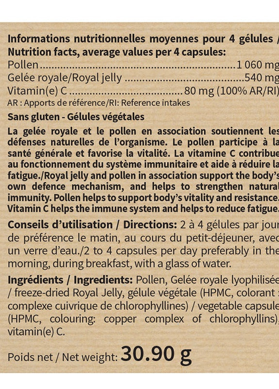 POLLEN GELEE ROYALE 60 Caps NUTRIEXPERT (258499008)