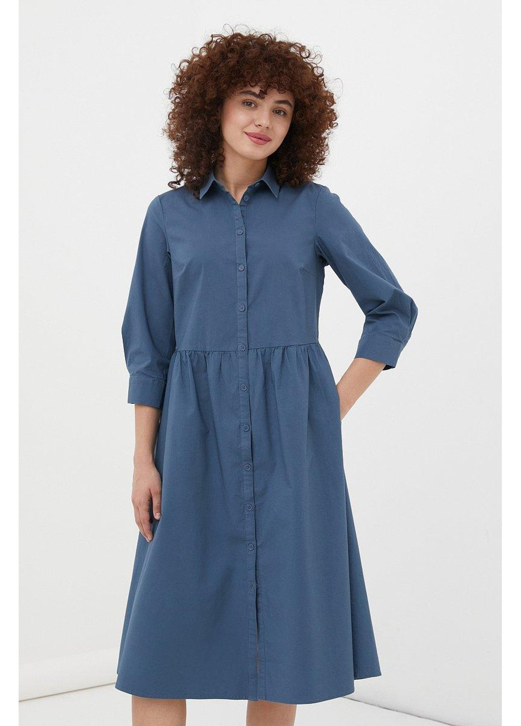 Синя повсякденний сукня-сорочка fsc110218-105 сорочка Finn Flare однотонна