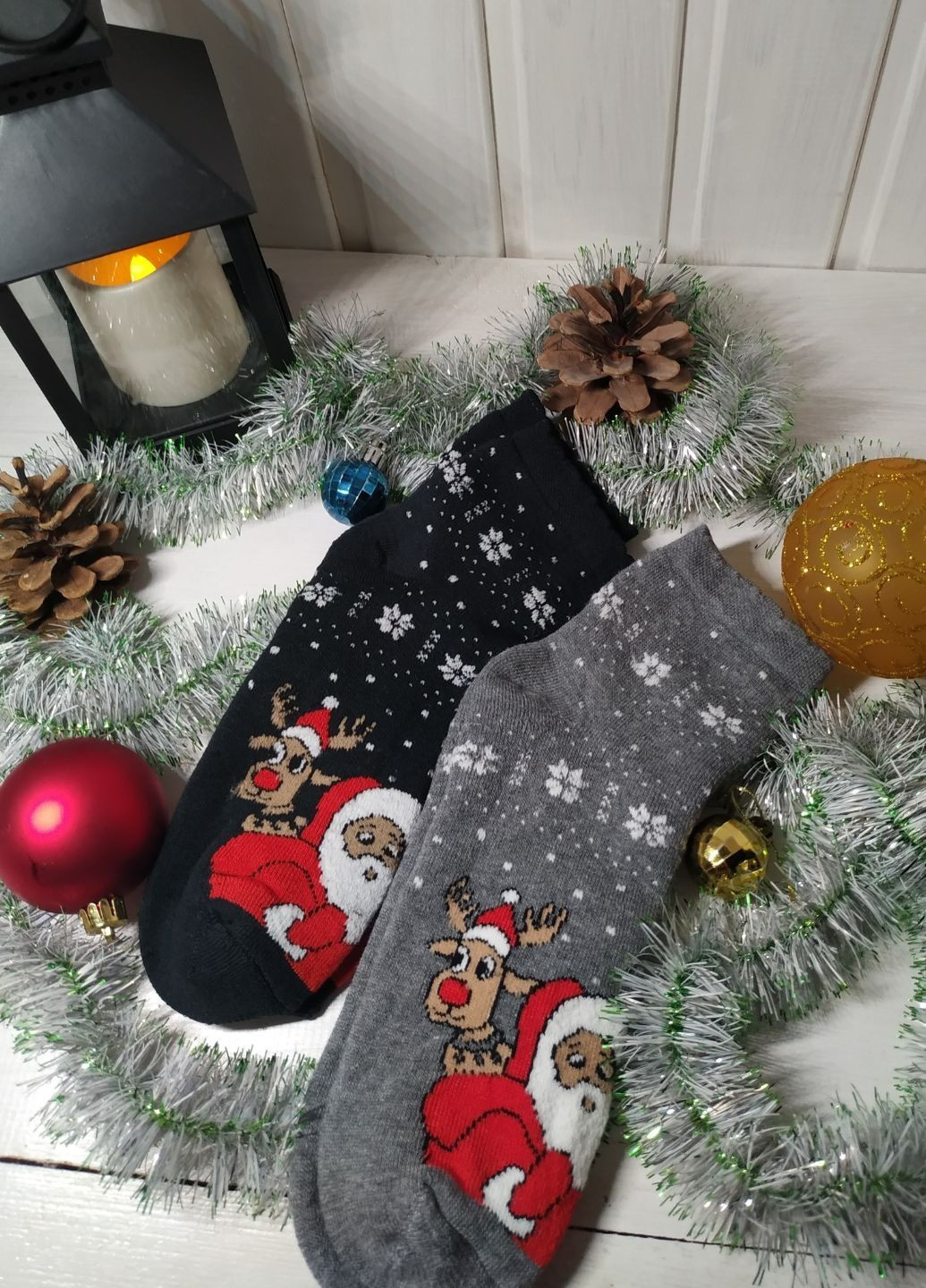 Набір жіночих новорічних шкарпеток Санта і Олені №3 ароматизовані No Brand (256566143)