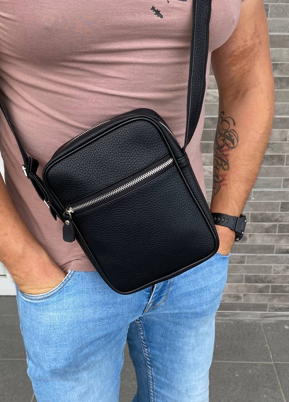 Чоловіча сумка через плече чорна екошкіра барсетка Casual mini flotar kant 1.0 No Brand (258210510)