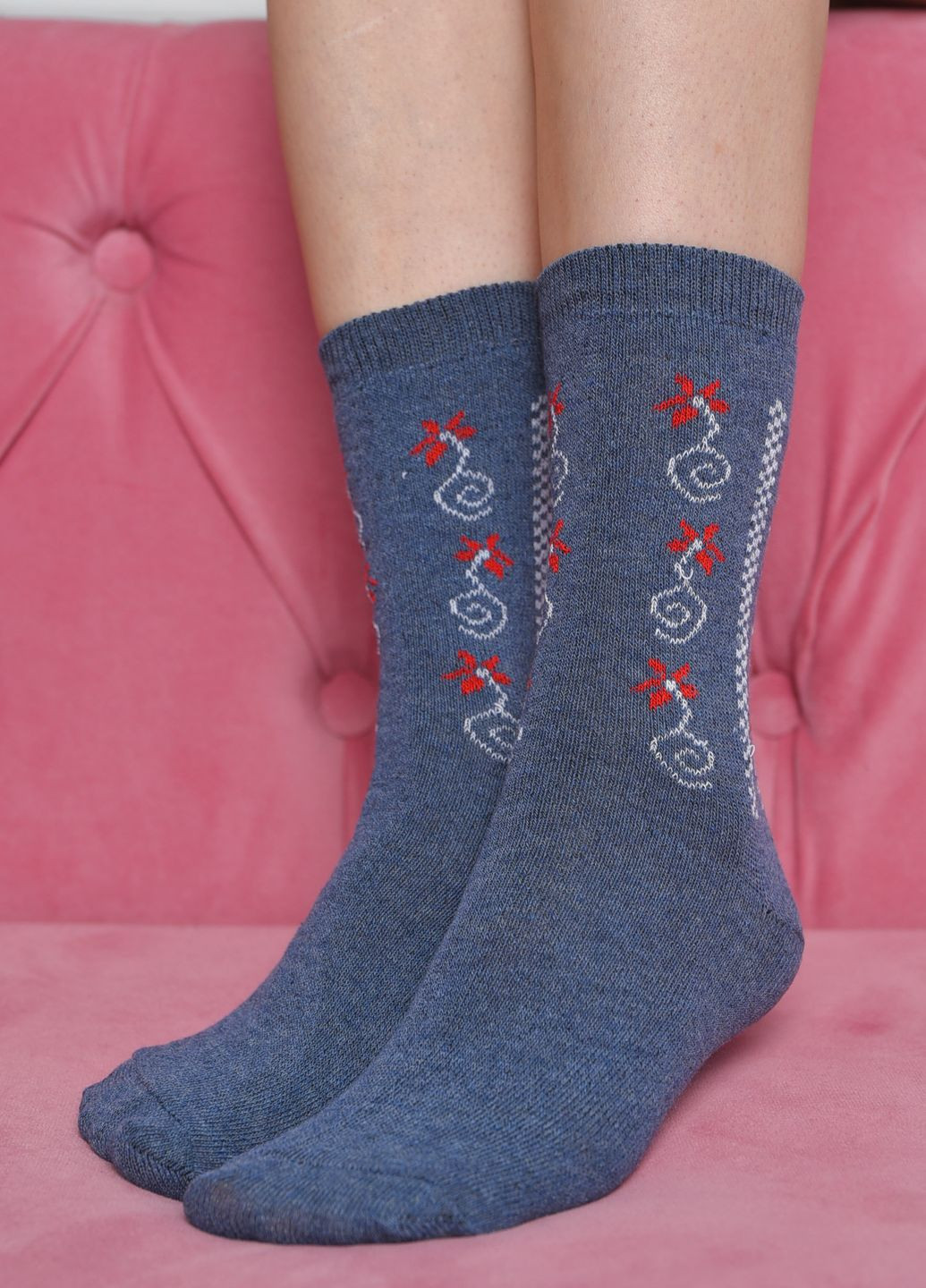 Шкарпетки жіночі з малюнком синього кольору розмір 36-40 Let's Shop (273176778)