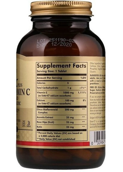 Ester-C Plus Vitamin C 1000 mg 90 Veg Tabs SOL-59196 Solgar (256721506)