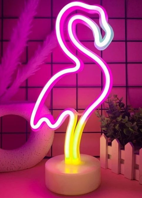 Неоновый ночник - светильник Фламинго Neon Decoration Lamp (33x16x10 см, USB, 3хАА, 5 В, 3 цвета) - Розовый China (271838972)