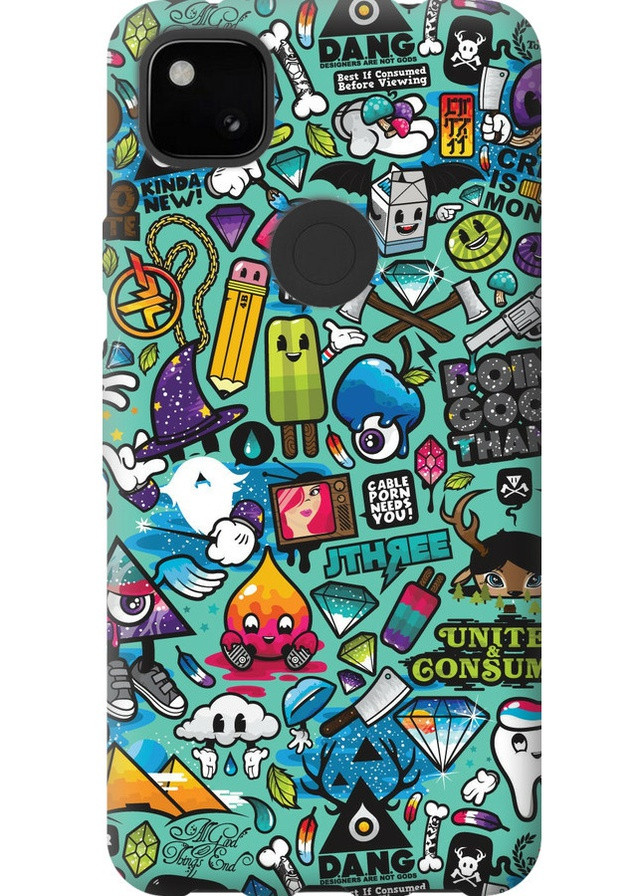 Силіконовий чохол 'Стікер бомбінг 1' для Endorphone Google Pixel 4A (257878342)