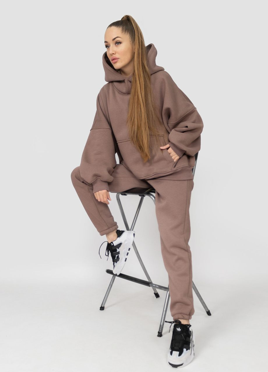 Женский костюм на флисе свитшот с капюшоном и штаны Мокко Maybel (270369455)