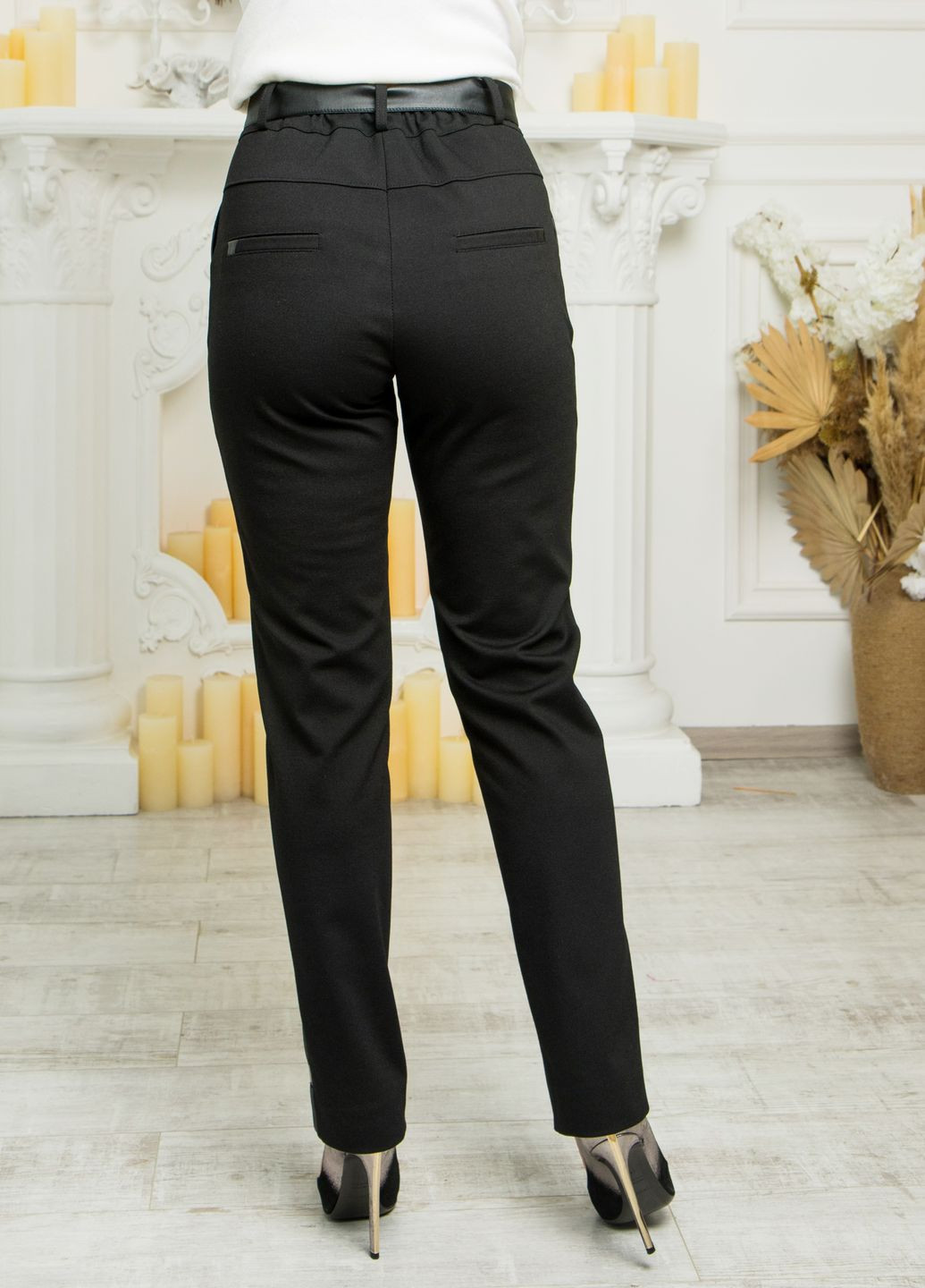 Женские укороченные брюки на байке 813РУ черные. No Brand (276907181)