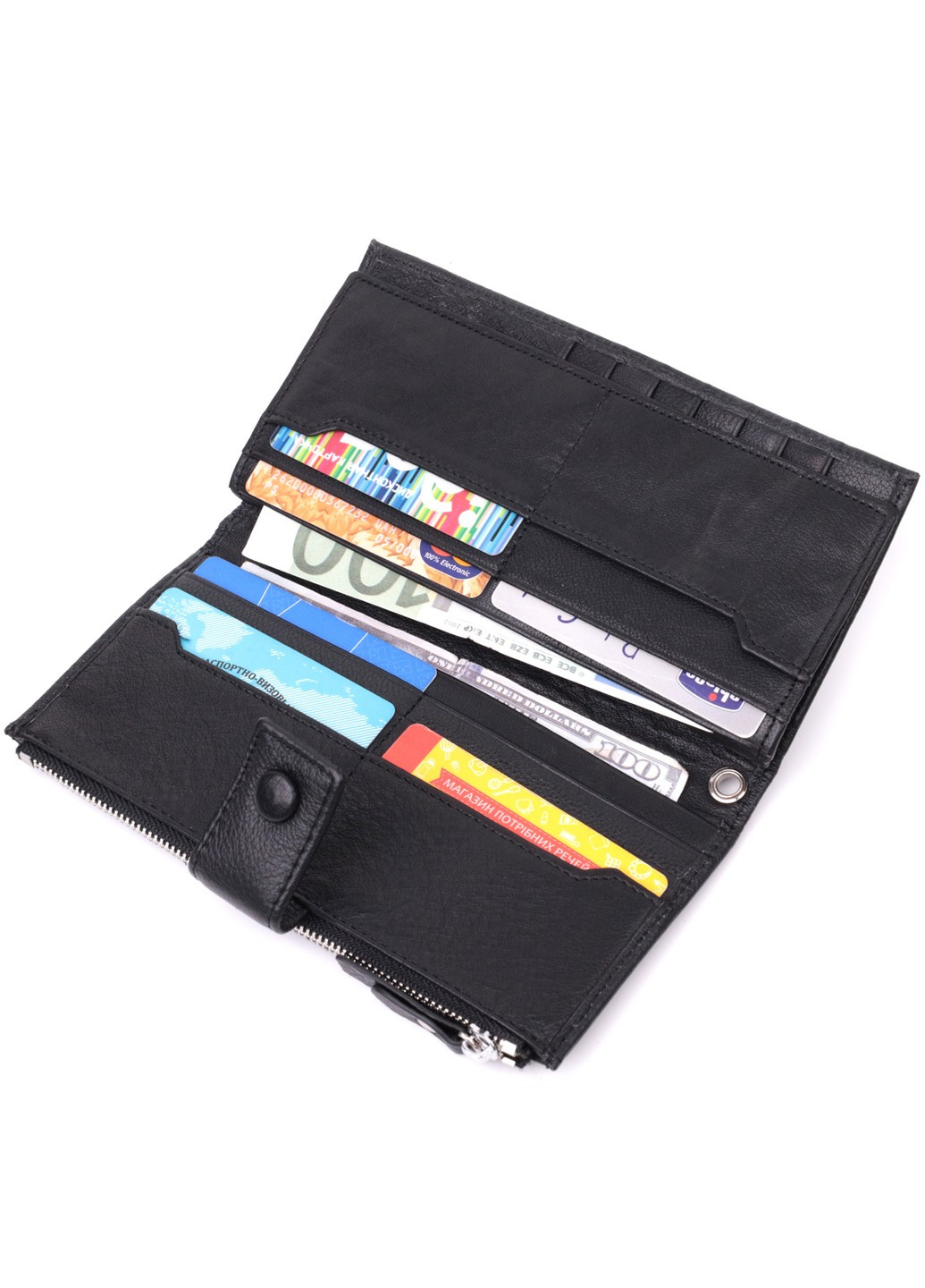 Лаконичный женский вертикальный кошелек-клатч из натуральной кожи 22537 Черный st leather (278001029)