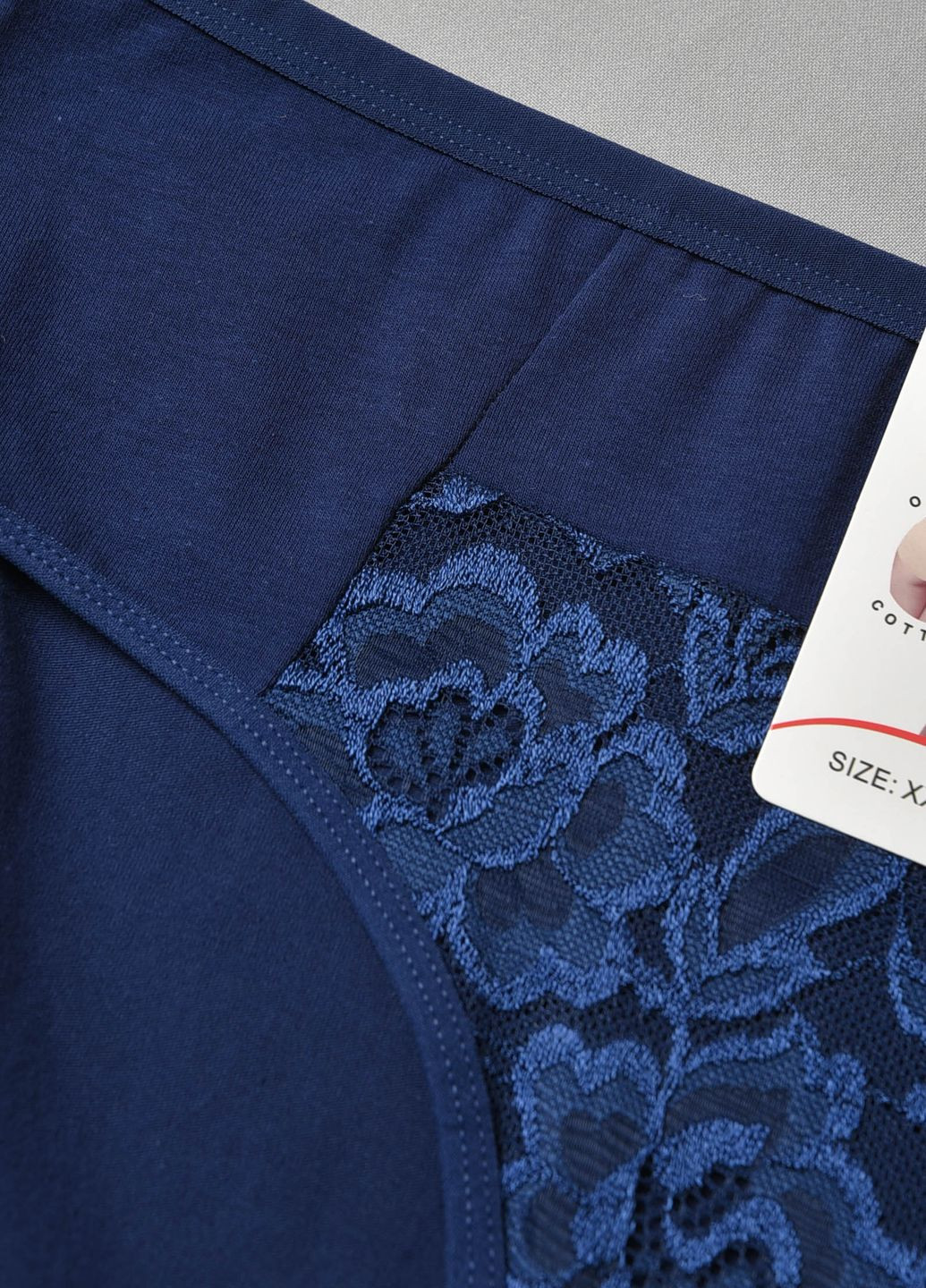 Труси жіночі напівбатальні з гіпюровою вставкою синього кольору Let's Shop (277925612)