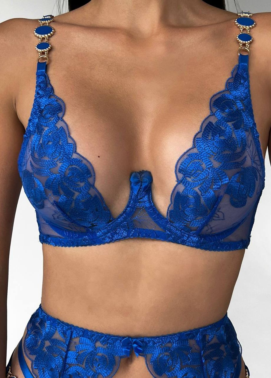 Синій неймовірно вишуканий комплект жіночої білизни Simply sexy