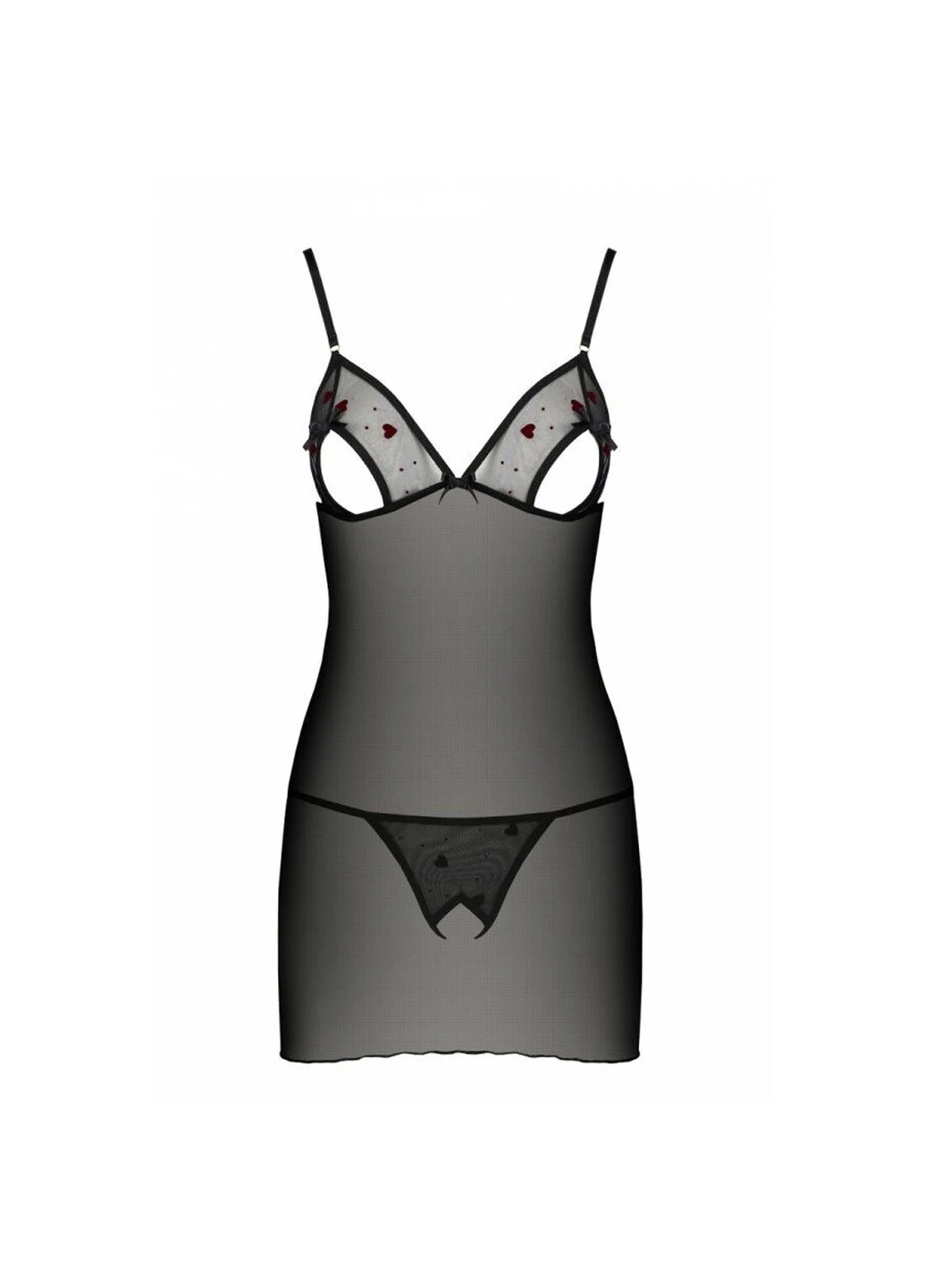 Чорний сорочка з вирізами на грудях + стрінгиovelia chemise - Passion
