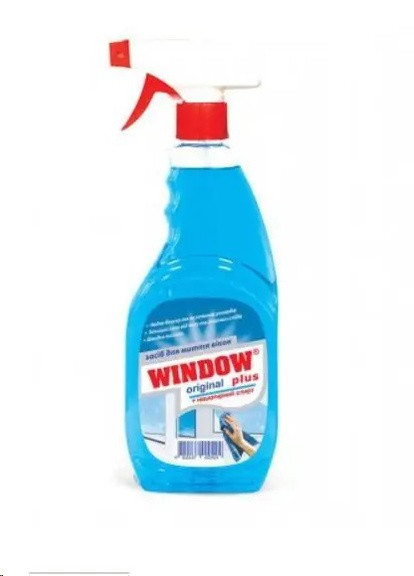 Засіб для миття скла на основі нашатирного спирту Синій 500 мл Window Plus (258653193)